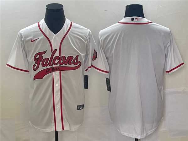 Mens Atlanta Falcons Blank White With Patch Cool Base Stitched Baseball Jersey